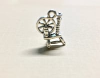 Image 2 of Spinning Wheel Silver Plated Pendants Spinning Wheel Double Sided Charms 15mm x 20mm 2 charms F313A