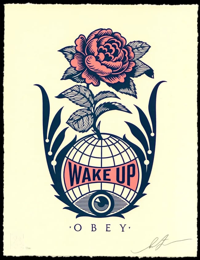 Shepard Fairey Obey Wake Up Letterpress