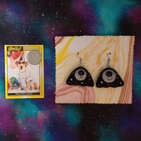 Image 3 of A pair of fabric art cosmic ghost earrings