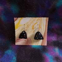 Image 2 of A pair of fabric art cosmic ghost earrings