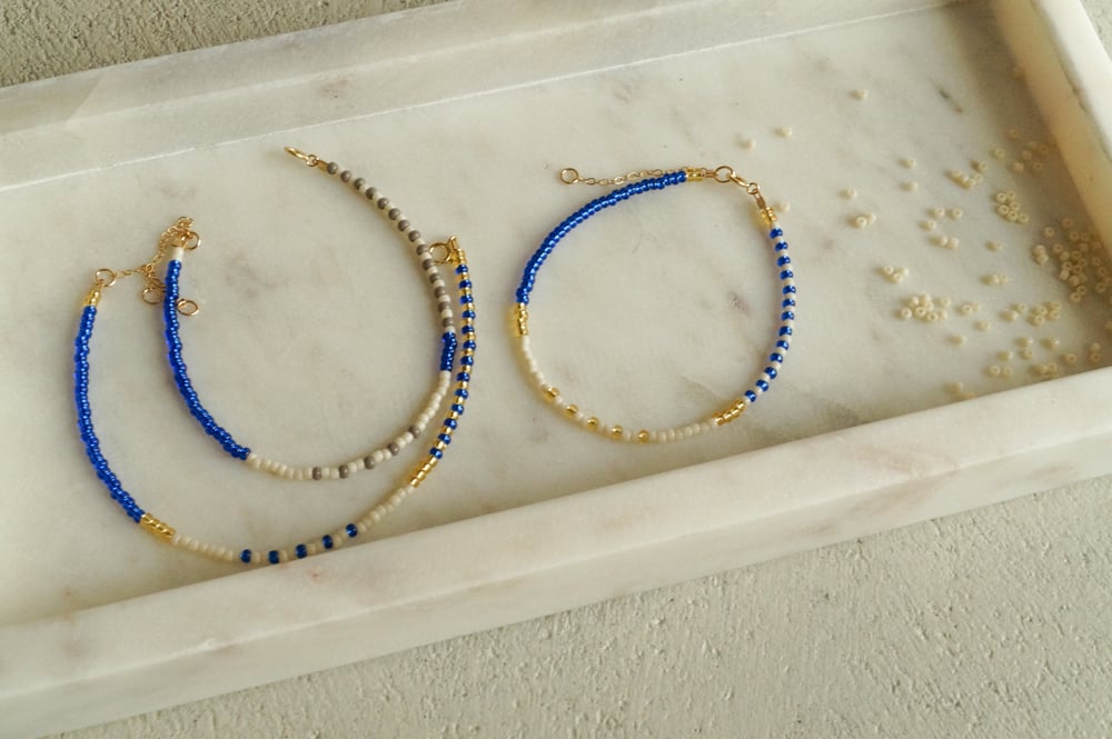 Image of SKY - Perlen Armband - Varianten blau - goldfilled Details
