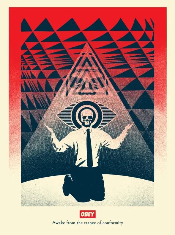 Shepard Fairey Conformity Trance Black and Red (Noir et Rouge)
