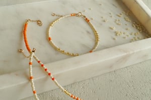 Image of Citrus - Perlen Armband - Varianten beige-orange - goldfilled Details
