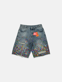 Image 1 of GIRLS ARE DRUGS® HAND PAINT-SPLATTERED JORTS