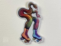 Image 3 of Rainbow Snakes in Skates Sticker - Reverse Facing