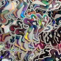 Image 5 of Rainbow Snakes in Skates Sticker - Reverse Facing