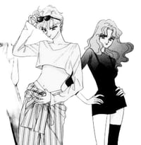 Image 3 of Skater Scouts Haruka and Michiru Sticker Set on Roller Skates