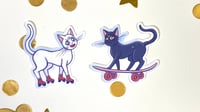 Image 1 of Sailor Moon Skater Cats - Luna and Artemis Stickers