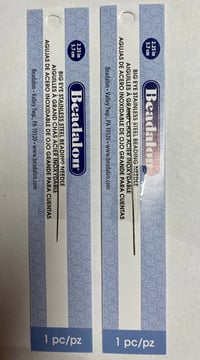 2 Big Eye Beading Needles Beadalon 2.25 inches Two Needles