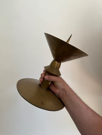 Image 3 of Pair of Large Art Deco Brass Candleholders