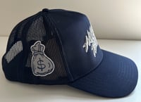 Image 2 of Hustle Team Navy Trucker Snap Hat (Navy with Silver)