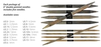 Image 2 of Double Point Lykke 6 Inch Size 2 Double Pointed Needles BirchWood 6 inch Long Set of 5 needles 