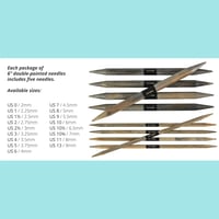 Image 1 of Double Point Lykke 6 Inch Size 2 Double Pointed Needles BirchWood 6 inch Long Set of 5 needles 