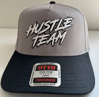 Image 1 of Hustle Team Trucker Snap Hat (Grey with Black)