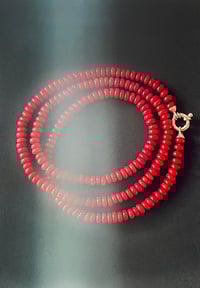Image 1 of MEDIUM CORAL FLAT BEAD NECKLACE