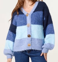 Image 3 of BLOCK STRIPE KNIT CARDIGAN