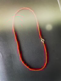 Image 2 of MEDIUM CORAL FLAT BEAD NECKLACE