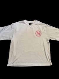 Image 1 of White & Pink rnf t- shirt with rhinestones 