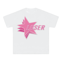 STARS TEE [PINK ON WHITE]