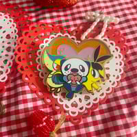 Image 3 of Black N'd Hearts ; Unova Starters Enamel Pin 