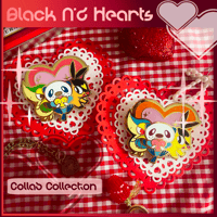 Image 1 of Black N'd Hearts ; Unova Starters Enamel Pin 