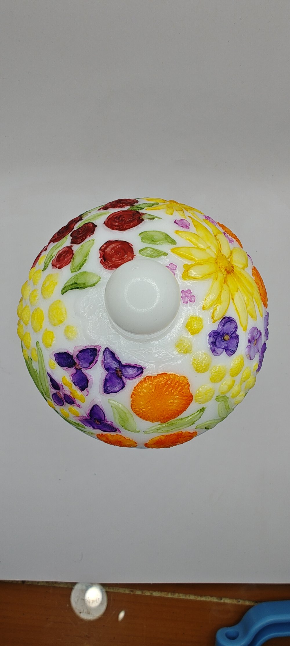 Image of Hand Painted Upcycled Milk Glass Candy Dish 