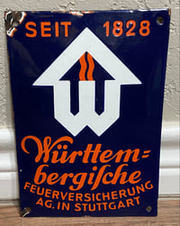 Image 1 of Vintage (ca. 1950s) Enamel German Fire Insurance, Company Sign