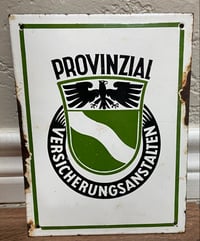 Image 1 of Vintage (ca. 1930s) Enamel German Provincial Insurance Institutions, Company Sign