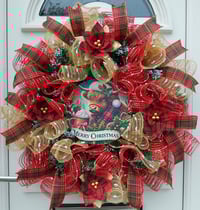 Image 1 of Christmas Highland Cow Door Wreath, Highland Cow Wall Decor, Highland Cow Decoaration 