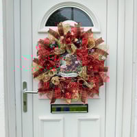Image 2 of Christmas Highland Cow Door Wreath, Highland Cow Wall Decor, Highland Cow Decoaration 