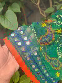 Image 10 of Embroidered Stevie top- Forrest green orange trim