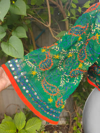 Image 5 of Embroidered Stevie top- Forrest green orange trim