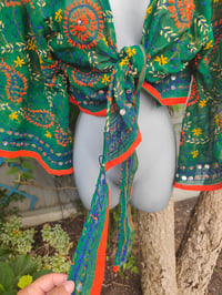 Image 13 of Embroidered Stevie top- Forrest green orange trim
