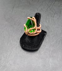 Image 1 of Green Obsidian Copper Wrapped Adjustable Ring 