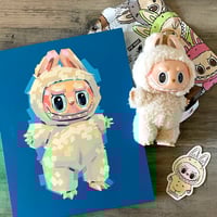 Image 1 of Soymilk - Original 8" x 10" Painting and Labubu