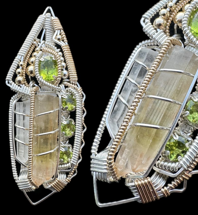 Image of Citrine Crystal, Clear Quartz and Peridot Pendant