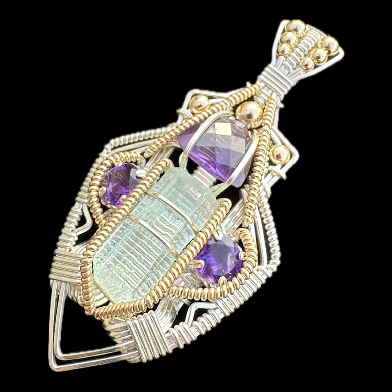 Image of Aquamarine Crystal and Amethyst Pendant