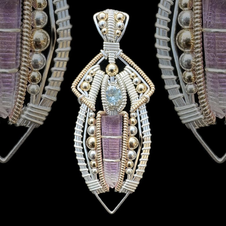 Image of Amethyst Crystal and Aquamarine Pendant