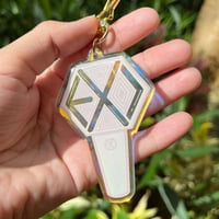 Image 3 of EXO Eribong Kpop Lightstick Acrylic Holographic Keychain Charm