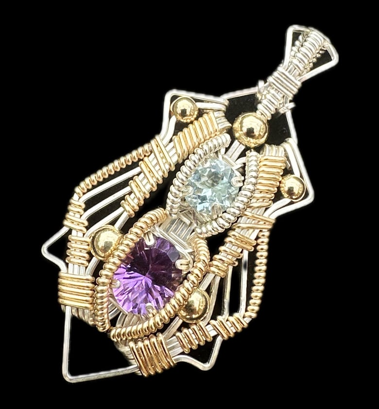 Image of Concave Cut Amethyst and Aquamarine Pendant