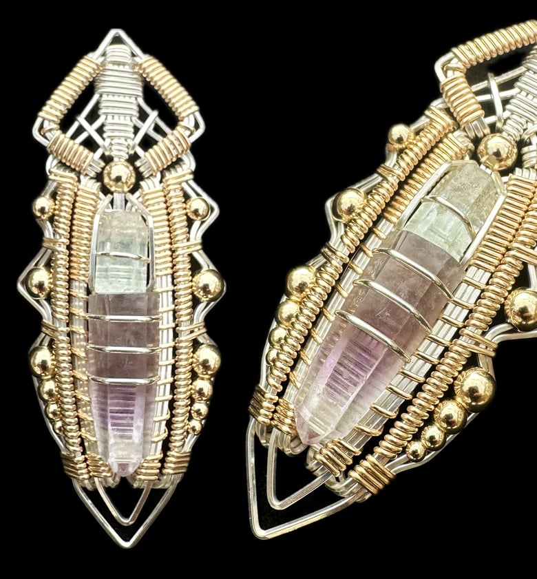 Image of Amethyst and Aquamarine Crystal Pendant