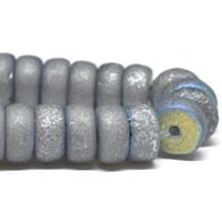 Image 2 of Heishi 3x6mm Grey with Etched, Silver, and AB Finishes Czech Pressed Glass Beads 50 beads #279