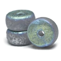 Image 1 of Heishi 3x6mm Grey with Etched, Silver, and AB Finishes Czech Pressed Glass Beads 50 beads #279