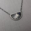 Sterling Silver and Blue Sapphire Tabby Cat Necklace