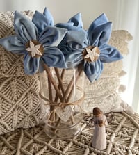 Image 1 of Memory Flowers custom created from beautiful soft Chambray Denim shirt