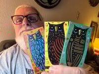 Image 2 of Kevin Seconds - Tiny Haiku Owls / 3-Piece Micro Art Set Series, Vol. 1 / #21 of 30 
