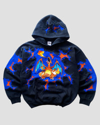 Image 1 of 1 OF 1 REWORKED CHARIZARD EMBROIDERY CRACKY HOODIE SIZE M