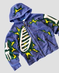Image 3 of 1 OF 1 CRACKY 3D PUFF SKELETON FLEECE JACKET SIZE L