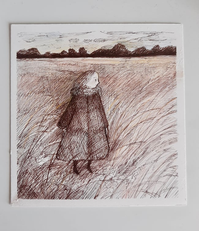 SALE ~ Dusk fields ~ Original pen drawing