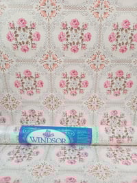 Image 1 of 1970s Vintage Windsor Wallpaper Rolls - Pink Peach Floral Flower MCM Roses 1960s Quaint - (Set of 3)
